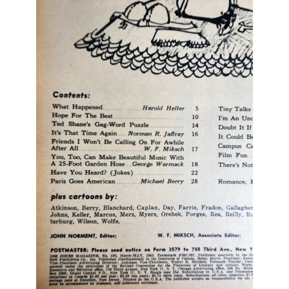 1000 JOKES May 1963 #195 Vintage Golden Age Funny Magazine Very Fine / Near Mint